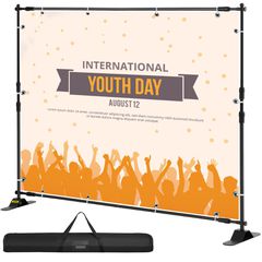 VEVOR Step and Repeat 8'x8'- 10'x8' Backdrop Banner Stand Ρυθμιζόμενο τηλεσκοπικό αναδιπλούμενο ύψος και πλάτος βάση banner με τσάντα μεταφοράς
