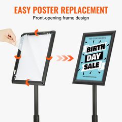 Βάση επιγραφών VEVOR Pedestal, 8,5 x 11 ιντσών κάθετη και οριζόντια ρυθμιζόμενη βάση αφίσας, βαρέως τύπου βάση επιγραφής δαπέδου με στρογγυλή βάση για προβολή, διαφήμιση και εξωτερικό, μαύρο-thumb-5