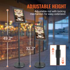 Βάση επιγραφών VEVOR Pedestal, 8,5 x 11 ιντσών κάθετη και οριζόντια ρυθμιζόμενη βάση αφίσας, βαρέως τύπου βάση επιγραφής δαπέδου με στρογγυλή βάση για προβολή, διαφήμιση και εξωτερικό, μαύρο-thumb-2