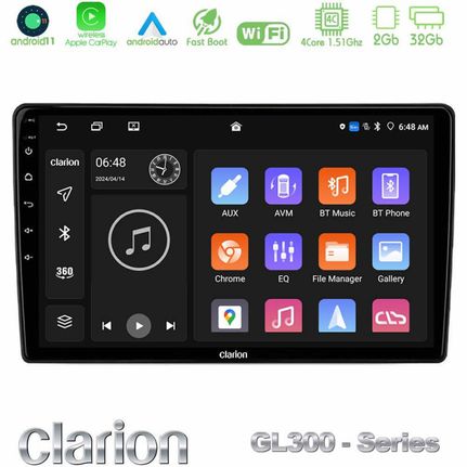 Clarion GL300 Series 4Core Android11 2+32GB Opel Astra/Corsa/Antara/Zafira Navigation Multimedia Tablet 9" Με Carplay & Android Auto (Μαύρο Χρώμα)