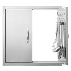 VEVOR BBQ Access Door, 610x610 mm Διπλή Πόρτα Εξωτερικής Κουζίνας, Πόρτα από ανοξείδωτο ατσάλι Flush Mount, Διπλό τοίχωμα Κάθετη Πόρτα με χερούλια και γάντζους, για BBQ Island, Ψητοπωλείο, Εξωτερικό ν
