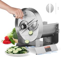 VEVOR Manual Vegetable Fruit Slicer, 0-0,5"/0-12mm Thickness Adjustable Commercial Slicer Machine, Ανοξείδωτο ατσάλι Κόφτης Τροφίμων Μηχάνημα κοπής σε φέτες με 2 Ανταλλακτικές Λεπίδες, για πατάτα, αγγ
