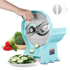 VEVOR Manual Vegetable Fruit Slicer, 0-0,5"/0-12mm Thickness Adjustable Commercial Slicer Machine, Διπλές Θύρες Τροφοδοσίας, Μηχανή Κόφτη Τροφίμων Λεπίδων από ανοξείδωτο χάλυβα για αγγούρι, λεμόνι, ντ