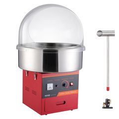 VEVOR Electric Cotton Candy Machine, 1000W Candy Floss Maker, Εμπορική μηχανή ζαχαροπλαστικής βαμβακιού με κάλυμμα, μπολ από ανοξείδωτο ατσάλι, σέσουλα ζάχαρης, συρτάρι, ιδανικό για γενέθλια παιδιά στ