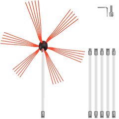 VEVOR Flexible Chimney Sweep Rods, 20FT Chimney Cleaning Kit, Nylon Sooteater Kit καθαρισμού καμινάδας Ευέλικτη κεφαλή βούρτσας Ράβδοι καθαρισμού καμινάδας Εύκολης σύνδεσης Βούρτσα καπνοδόχου με 6 λευ