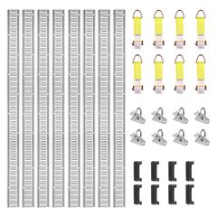 VEVOR E Track Tie-Down Rail Kit, 34PCS 5FT E-Tracks Set Περιλαμβάνει 8 χαλύβδινες ράγες & 2 μονή υποδοχή & 8 O rings & 8 Tie-Off με D-Ring & 8 End Caps, Αξεσουάρ ασφάλισης για φορτίο, μοτοσικλέτες και