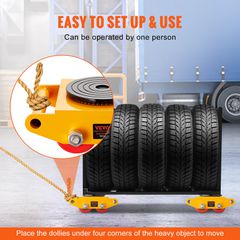 VEVOR 4PCS Machinery Skate Dolly, 17637LBS/8T Industrial Machinery Mover, Heavy Duty Carbon Steel Machinery Moving Skate με 4 τροχούς PU και αντιολισθητικό καπάκι περιστροφής 360° για Warehouse Worksh-thumb-4