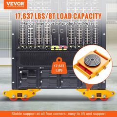 VEVOR 4PCS Machinery Skate Dolly, 17637LBS/8T Industrial Machinery Mover, Heavy Duty Carbon Steel Machinery Moving Skate με 4 τροχούς PU και αντιολισθητικό καπάκι περιστροφής 360° για Warehouse Worksh-thumb-1