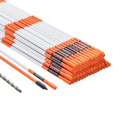 Μαρκαδόροι VEVOR Driveway, 100PCS 48 ιντσών, διάμετρος 0,31 ιντσών, Πορτοκαλί στύλοι από Fiberglass Snow Stakes με αντανακλαστική ταινία, Ατσάλινο τρυπάνι 12" & προστατευτικά γάντια για χώρους στάθμευ