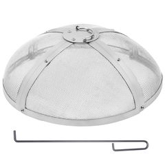 VEVOR Fire Pit Spark Screen Round 27", Ενισχυμένο μεταλλικό κάλυμμα βαρέως τύπου από χάλυβα, καπάκι εξωτερικού χώρου πυροσβεστήρων, επάνω καλύμματα οθόνης που ανοίγουν εύκολα στρογγυλά με λαβή δακτυλί
