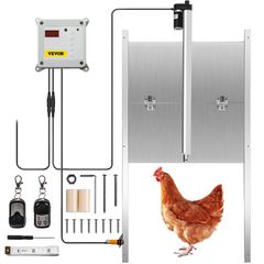 VEVOR Automatic Chicken Coop Door, Timer and Light Sensor, Chicken Door Opener, 12V 66W Chicken Coop Door, Ηλεκτρικό κιτ ανοίγματος πόρτας πουλερικών με αισθητήρα υπερύθρων, αυτόματη πόρτα κοτόπουλου