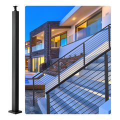 Στύλος Cable Rail VEVOR, 42 x 1,97 x 1,97", Επίπεδος στύλος σκάλας κατάστρωμα, κιγκλίδωμα καλωδίου από ανοξείδωτο χάλυβα βουρτσισμένος φινίρισμα κιγκλίδωμα κατάστρωμα DIY Picket χωρίς τρύπα κιγκλίδωμα