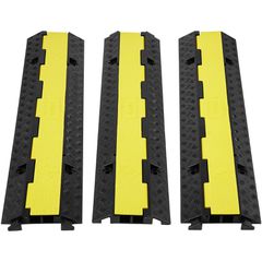 VEVOR 3 Pack Λαστιχένια ράμπα προστασίας καλωδίων, 2 καναλιών, 12000 lbs/άξονα Χωρητικότητα σύρμα βαρέως τύπου κάλυμμα ράμπας ράμπας, ανύψωση ταχύτητας κυκλοφορίας με ανοιγόμενο επάνω κάλυμμα & προειδ