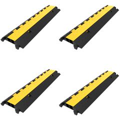VEVOR 4 Pack Λαστιχένια προστατευτική ράμπα καλωδίων 2 καναλιών βαρέως τύπου 66000 lbs Χωρητικότητα φορτίου Καλώδιο καλωδίου καλωδίου ράμπας Προστατευτικό κάλυμμα ράμπας καλωδίου ράμπας σωλήνας οδηγήσ