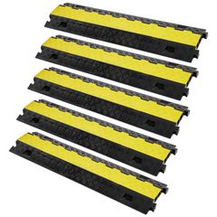 VEVOR 5 υπολογιστές Cable Protector Ramp, 2 Channel, 22000 lbs/axle Capacity Heavy Duty Wire Cover TPU Protector Ramp Ramp Driveway, Traffic Speed ​​Bump with TPR Flip-Open Top Cover, για εσωτερικούς