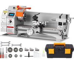 VEVOR Mini Metal Lathe Machine, 7'' x 16'', 800W Precision Benchtop Power Metal Lathe, 150-2500 RPM Συνεχώς μεταβλητή ταχύτητα, με 3,9'' 3-σιαγόνι μεταλλικό τσοκ εργαλειοθήκη για επεξεργασία ανταλλακτ