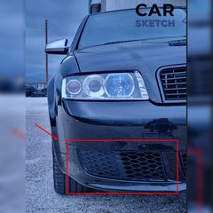 Audi A4 B6 UltraSport Package Πλευρικές Κάτω Γρίλιες Μπροστινού Προφυλακτήρα Χωρίς Τρύπα για Προβολέα Ομίχλης