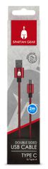 Spartan Gear - Double Sided USB Cable (Type C) (length: 2m - Compatible with Playstation 5, Xbox Series X/S, tablet, mobile) (colour: Red)