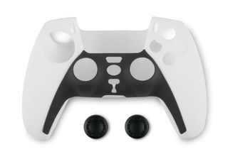 Spartan Gear - Controller Silicon Skin Cover and Thumb Grips (compatible with playstation 5) (colour: Black/White)
