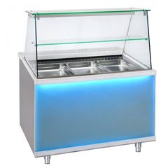 Θερμαινόμενη βιτρίνα +30 έως +90(°C): Corian Frost WOOD . Διαστάσεις 110 - 150-180  x 90 x 130 cm