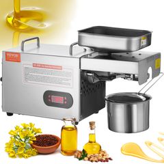VEVOR Electric Oil Press Machine, 850W Μηχάνημα εξαγωγής λαδιού από ανοξείδωτο χάλυβα, 0-300℃ / 32 - 572 ℉ Ρυθμιζόμενη θερμοκρασία, Hot Press Oil Expeller για συμπίεση φιστικιών, σουσάμι, κραμβόσπορο,