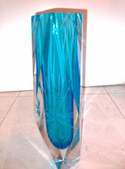 Τυρκουάζ κρυστάλλινο βάζο Βοημίας 30εκ.