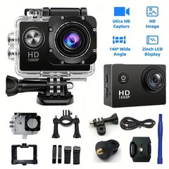 Action Camera 1080P Ultra HD 140° ευρεία γωνία Με όλα τα αξεσουάρ Remedios