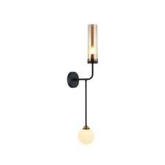 Zambelis Lights Φωτιστικό Τοίχου G9 +E27 OPAL GLASS BLACK - ANTIQUE BRASS