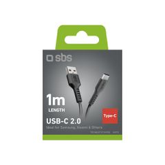 SBS TECABLETYC1KPOS USB-A - USB-C Cable 1m - Black-thumb-2