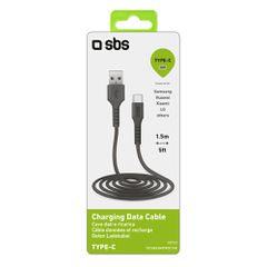 SBS TECABLEMICROC15K USB-A - USB-C Cable 1.5m - Black-thumb-2