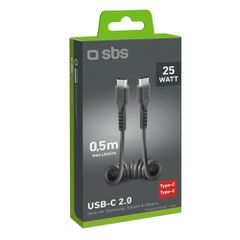 SBS TECABLETYPCCSK USB-C spiral cable - USB-C 0.5m - black-thumb-1