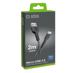 SBS TECABLEMICRO2K USB-A - Micro-USB Cable 2 m - Black-thumb-2