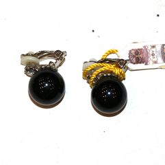 Σκουλαρίκια Antique μαύρη πέρλα 1,8cm με κλιπ από κλείσιμο καταστήματος RQ069