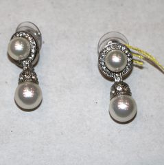 Σκουλαρίκια Antique λευκή πέρλα με ζιρκόνια 3cm από κλείσιμο καταστήματος RQ071