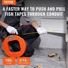 VEVOR Fish Tape, 100 ft, 3/16 ιντσών, Εξολκέας σύρματος από υαλοβάμβακα με βελτιστοποιημένο περίβλημα και λαβή, Εύκολο στη χρήση εργαλείο εξολκέα καλωδίων, εύκαμπτα εργαλεία ψαρέματος με σύρμα για τοί-thumb-1