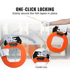 VEVOR Fish Tape, 100 ft, 3/16 ιντσών, Εξολκέας σύρματος από υαλοβάμβακα με βελτιστοποιημένο περίβλημα και λαβή, Εύκολο στη χρήση εργαλείο εξολκέα καλωδίων, εύκαμπτα εργαλεία ψαρέματος με σύρμα για τοί-thumb-3