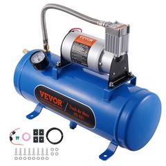 VEVOR 12V Air Compressor with Tank 1,6 Gallon/6 L, Train Horn Air Compressor, 120 psi Working Pressure Onboard Air Compressor System for Train Air Horns, Inflating ελαστικά, Air Stratters