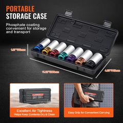 VEVOR Lug Nut Impact Socket Set 1/2 in Drive Metric 6-Point Deep Socket 7PCS-thumb-5