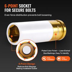 VEVOR Lug Nut Impact Socket Set 1/2 in Drive Metric 6-Point Deep Socket 7PCS-thumb-3