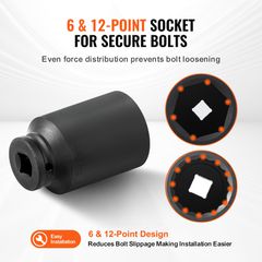 VEVOR Axle Nut Impact Socket Socket 1/2" Drive Deep 6+12 Point 14PCS Metric Socket-thumb-3