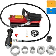 VEVOR Hydraulic Exhaust Pipe Expander, 1-5/8" έως 4-1/4" Μέγεθος, 10 T πεντάλ αντλία περιλαμβάνεται με 4 μήτρες, 2 θήκες αποθήκευσης για χάλκινους σωλήνες αλουμινίου στην επισκευή αυτοκινήτων