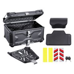 VEVOR 65L Top Case Μοτοσικλέτας Universal Tail Box μοτοσυκλέτας με δερμάτινη επένδυση