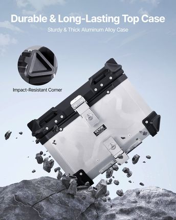 VEVOR 45L Top Case Μοτοσικλέτας Universal Tail Box μοτοσυκλέτας με δερμάτινη επένδυση-thumb-1