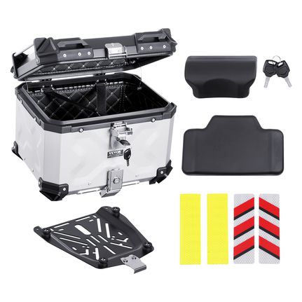 VEVOR 45L Top Case Μοτοσικλέτας Universal Tail Box μοτοσυκλέτας με δερμάτινη επένδυση