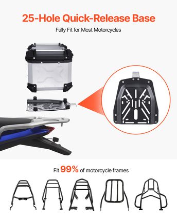 VEVOR 45L Top Case Μοτοσικλέτας Universal Tail Box μοτοσυκλέτας με δερμάτινη επένδυση-thumb-4