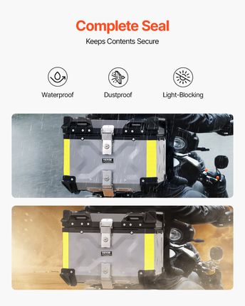 VEVOR 45L Top Case Μοτοσικλέτας Universal Tail Box μοτοσυκλέτας με δερμάτινη επένδυση-thumb-3