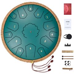 VEVOR Steel Tongue Drum 14 σε 15 Νότες Rain Drum για Outside D Major Green
