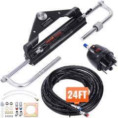 VEVOR Hydraulic Outboard Steering Kit, 150HP, Marine Boat Hydraulic Steering System, με κύλινδρο αμφίδρομης κλειδαριάς αντλίας τιμόνι και υδραυλικό σωλήνα διεύθυνσης 24 ποδιών, για μονοκινητήρια σκάφη