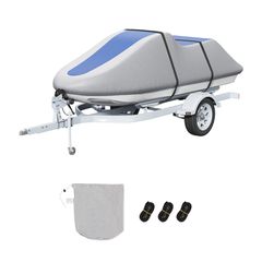 Κάλυμμα για τζετ σκι VEVOR, 3200-3420 χιλ. Trailerable αδιάβροχο κάλυμμα PWC, ύφασμα 600D Marine Grade PU Oxford, ύφασμα Oxford, ανθεκτικό στην υπεριώδη ακτινοβολία, κάλυμμα Seadoo με λουράκια, Προσωπ