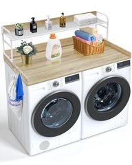 VEVOR Πλυντήριο Στεγνωτήριο Πάγκος με Ράφι 54"x27" Κάλυμμα Ξύλινου Πλυντηρίου Στεγνωτηρίου Δρυς